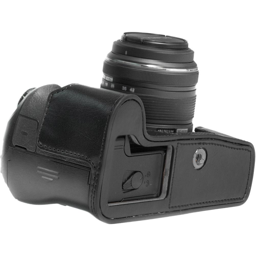 MegaGear Ever Ready PU Leather Half Case and Strap for Olympus OM-D E-M1 Mark II