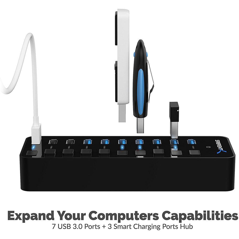Sabrent 7-Port USB 3.0 Hub with 3 Dedicated Charging Ports