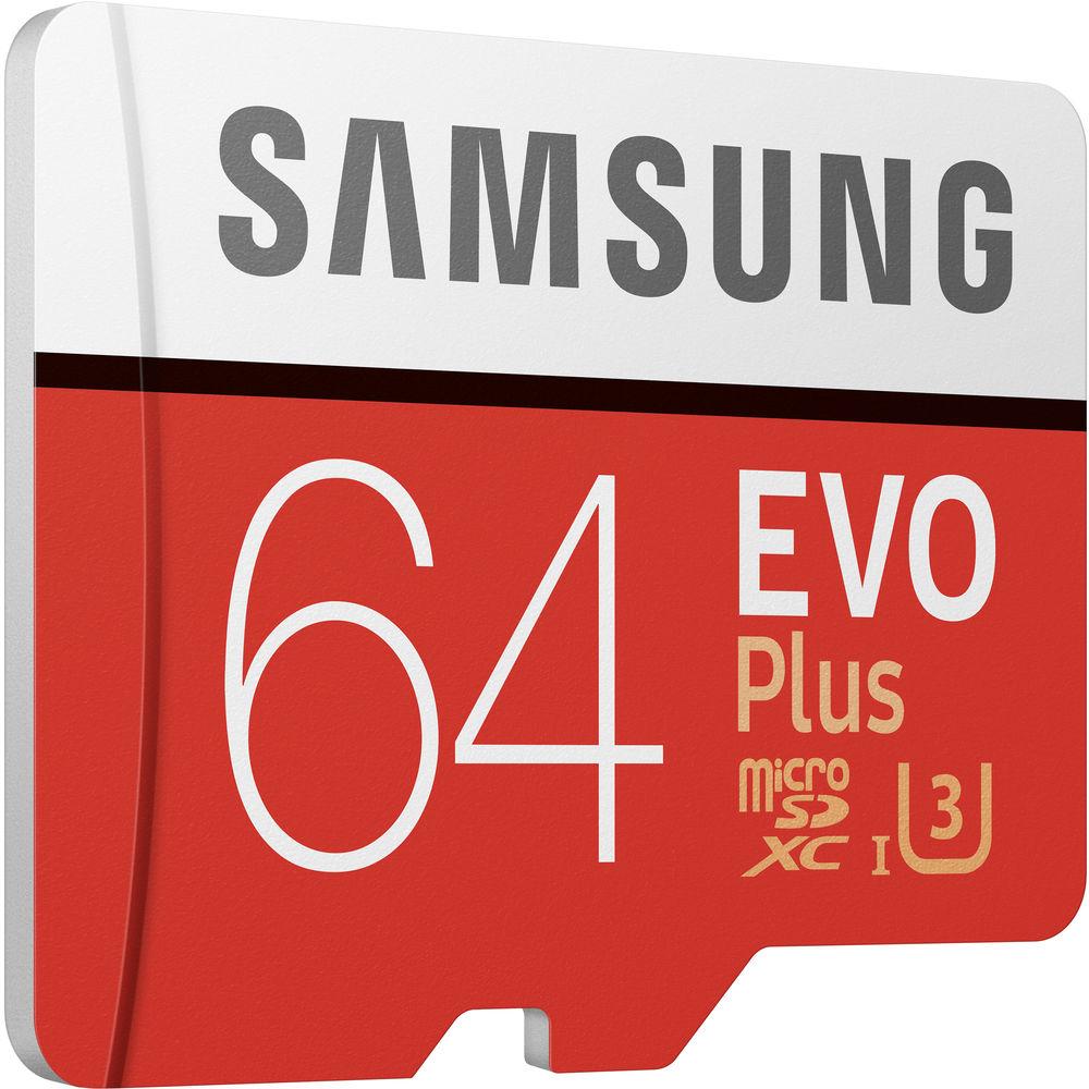 Samsung 64GB EVO Plus UHS-I microSDXC Memory Card with SD Adapter