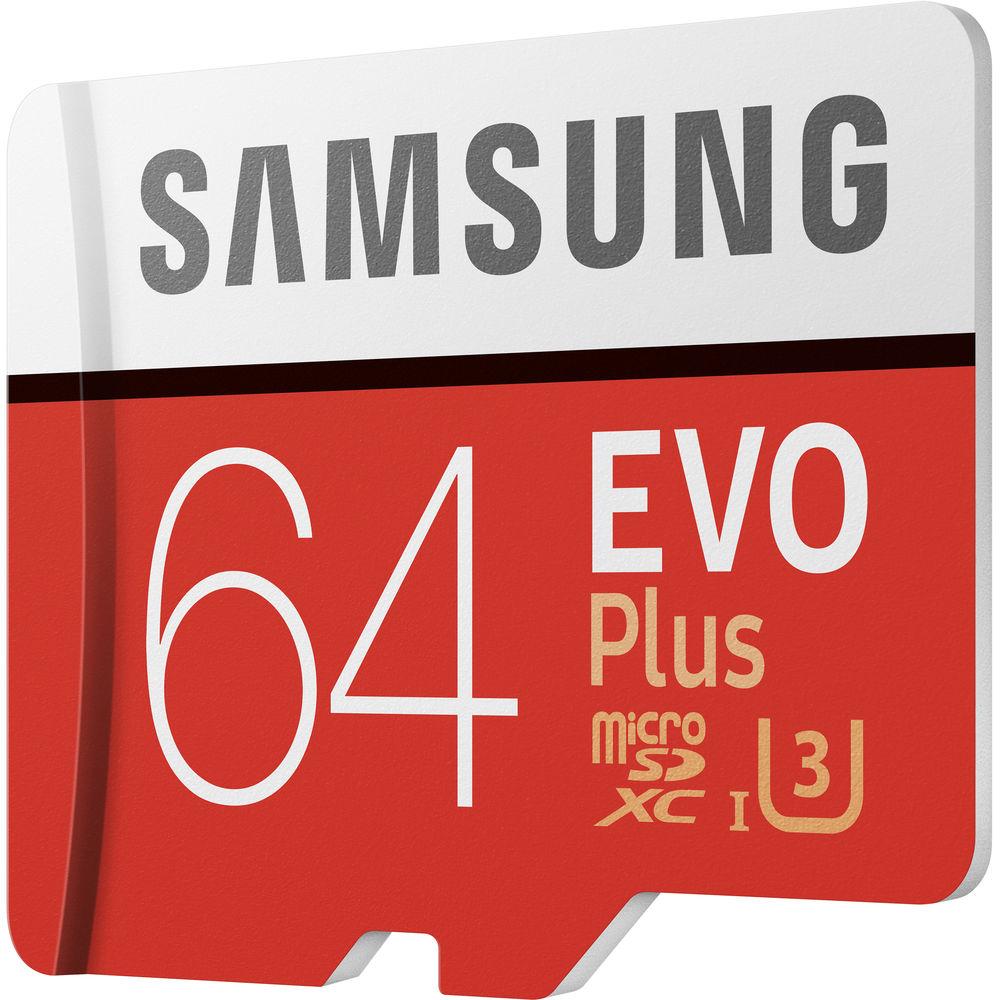 Samsung 64GB EVO Plus UHS-I microSDXC Memory Card with SD Adapter