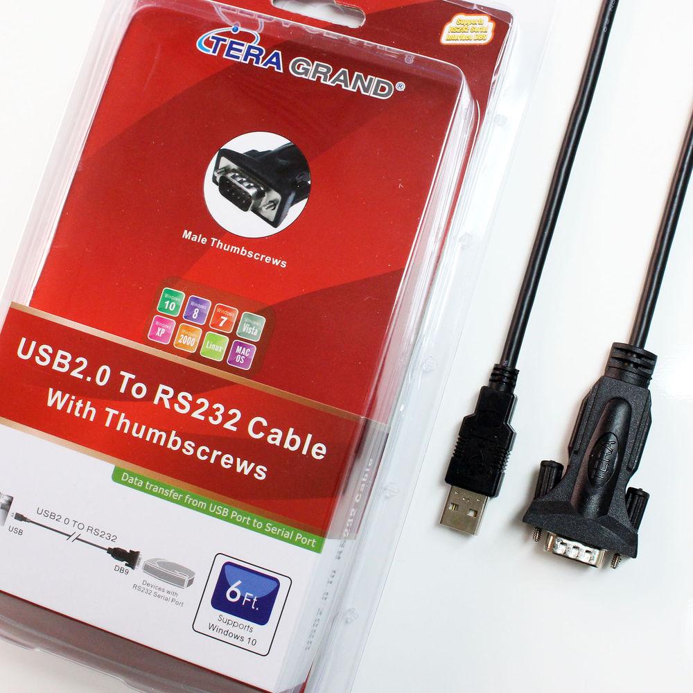 Tera Grand USB 2.0 to 9-Pin Sub-D RS232 Serial Adapter Cable with FTDI Chipset and Thumbscrews, Tera, Grand, USB, 2.0, to, 9-Pin, Sub-D, RS232, Serial, Adapter, Cable, with, FTDI, Chipset, Thumbscrews