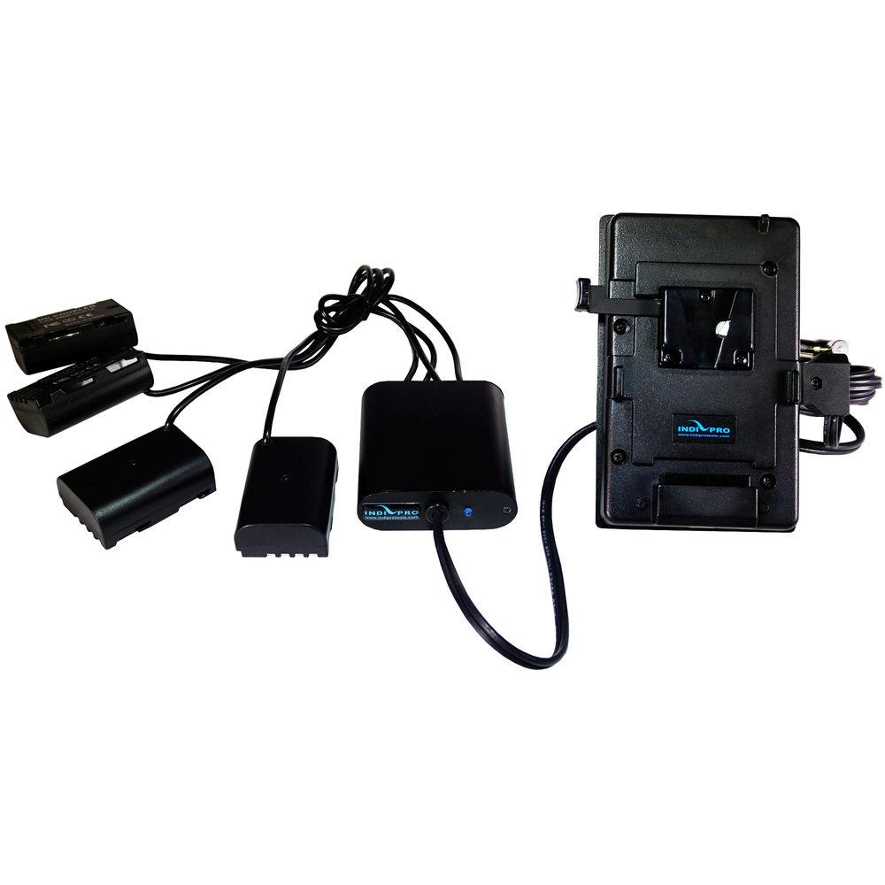 IndiPRO Tools V-Mount Plate with Regulated Out to 4 Panasonic DMW-BLF19 Dummy Batteries