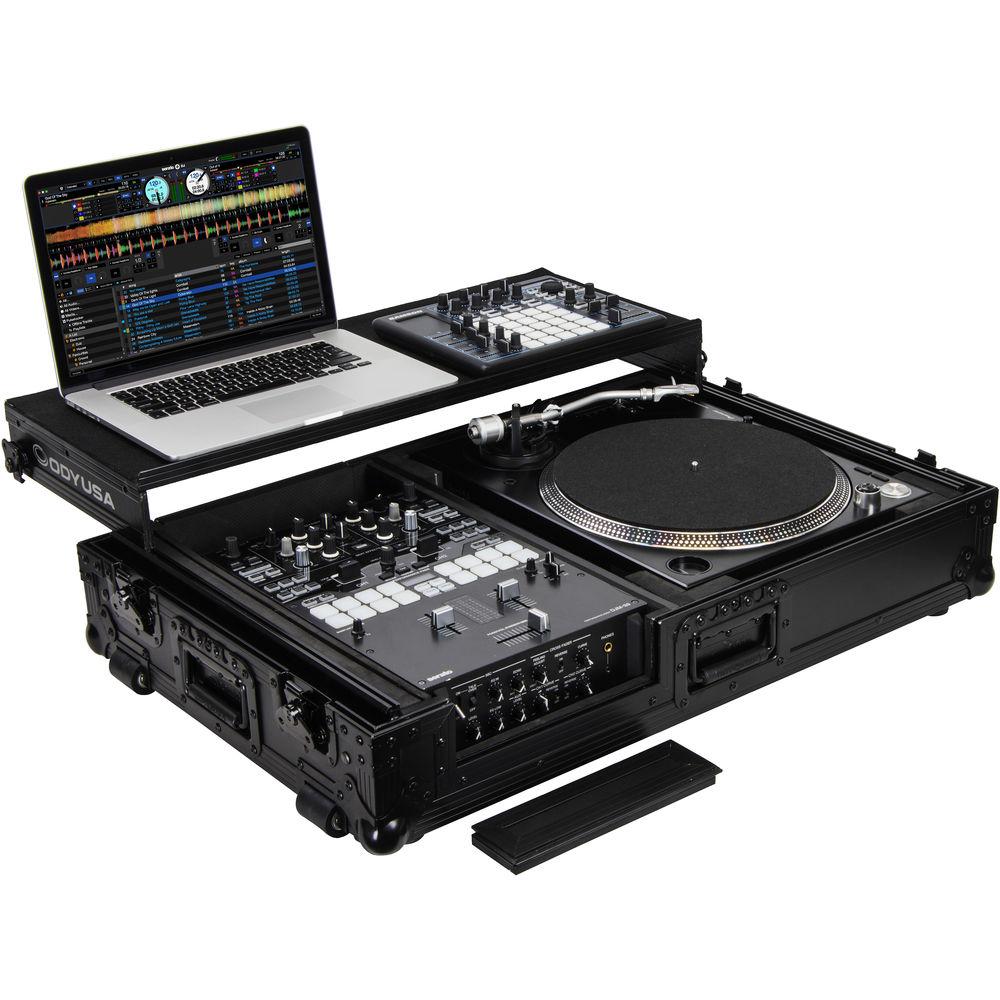 Odyssey Innovative Designs Black Label Universal Single Turntable Coffin with Glide-Style Platform and Wheels