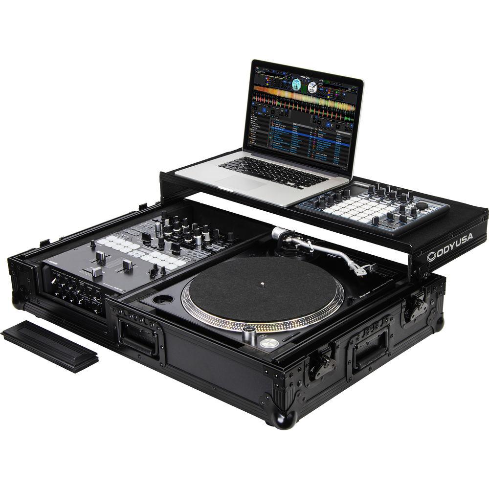 Odyssey Innovative Designs Black Label Universal Single Turntable Coffin with Glide-Style Platform and Wheels