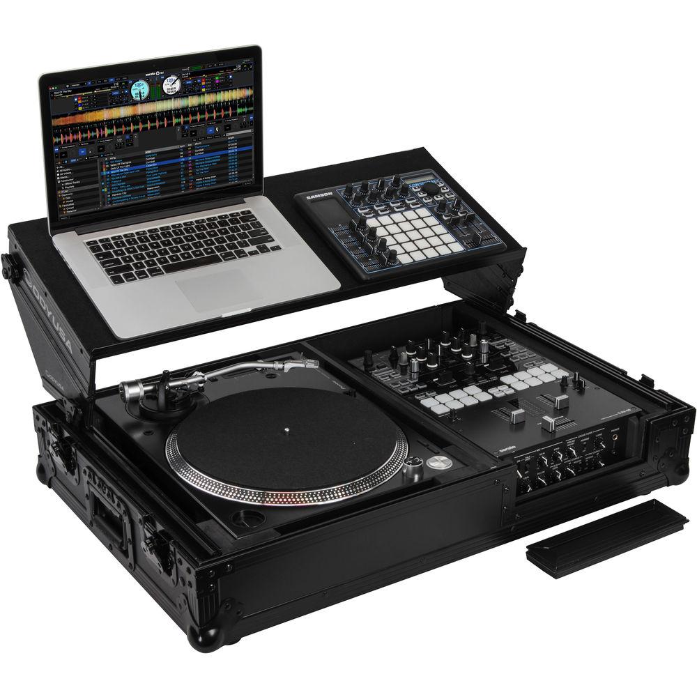 Odyssey Innovative Designs Black Label Universal Single Turntable Coffin with Glide-Style Platform and Wheels