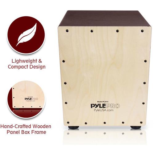 Pyle Pro Stringed Wooden Jam Cajon Percussion Box with Sound Hole