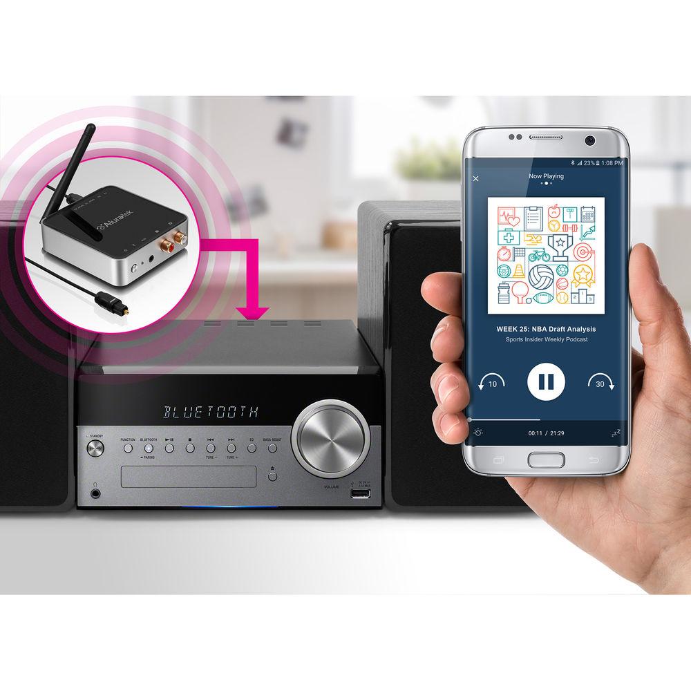 Aluratek Universal Bluetooth 5.0 Optical Audio Receiver Transmitter