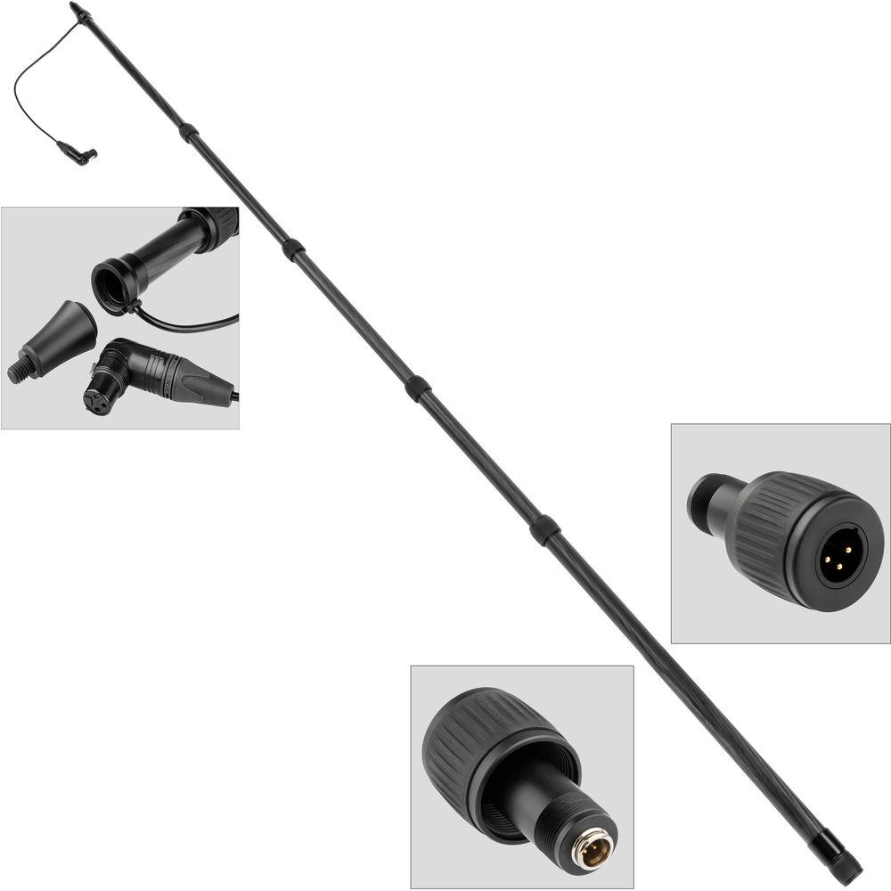 Auray CFP-58B Carbon Fiber Telescoping Boom Pole with Internal Cable & Bottom XLR Base