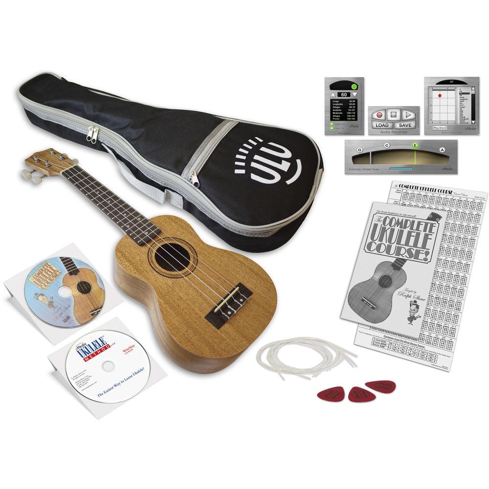eMedia Music Mahogany Ukulele Pack Soprano Ukulele with Gig Bag, Accessories, and Instructional Materials