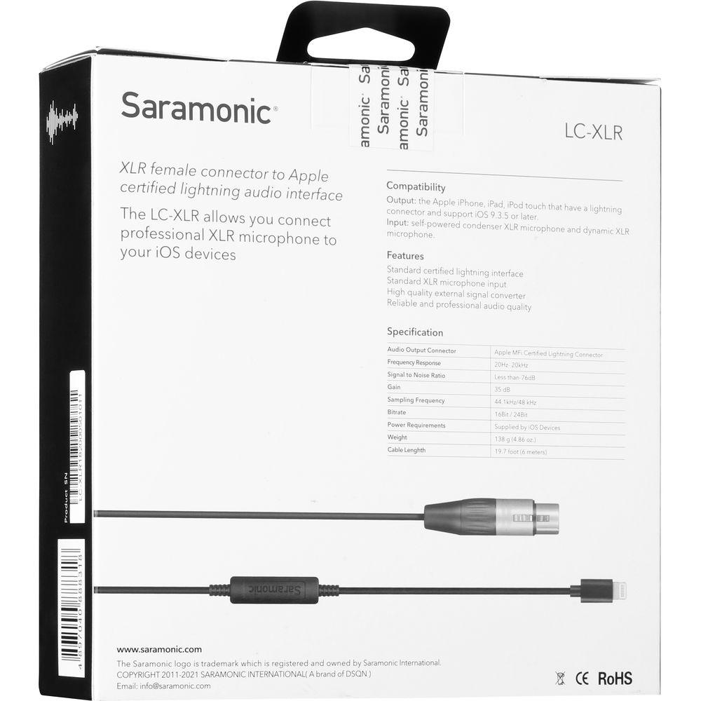 Saramonic LC-XLR Female XLR to Lightning Microphone Adapter Cable for iOS Devices