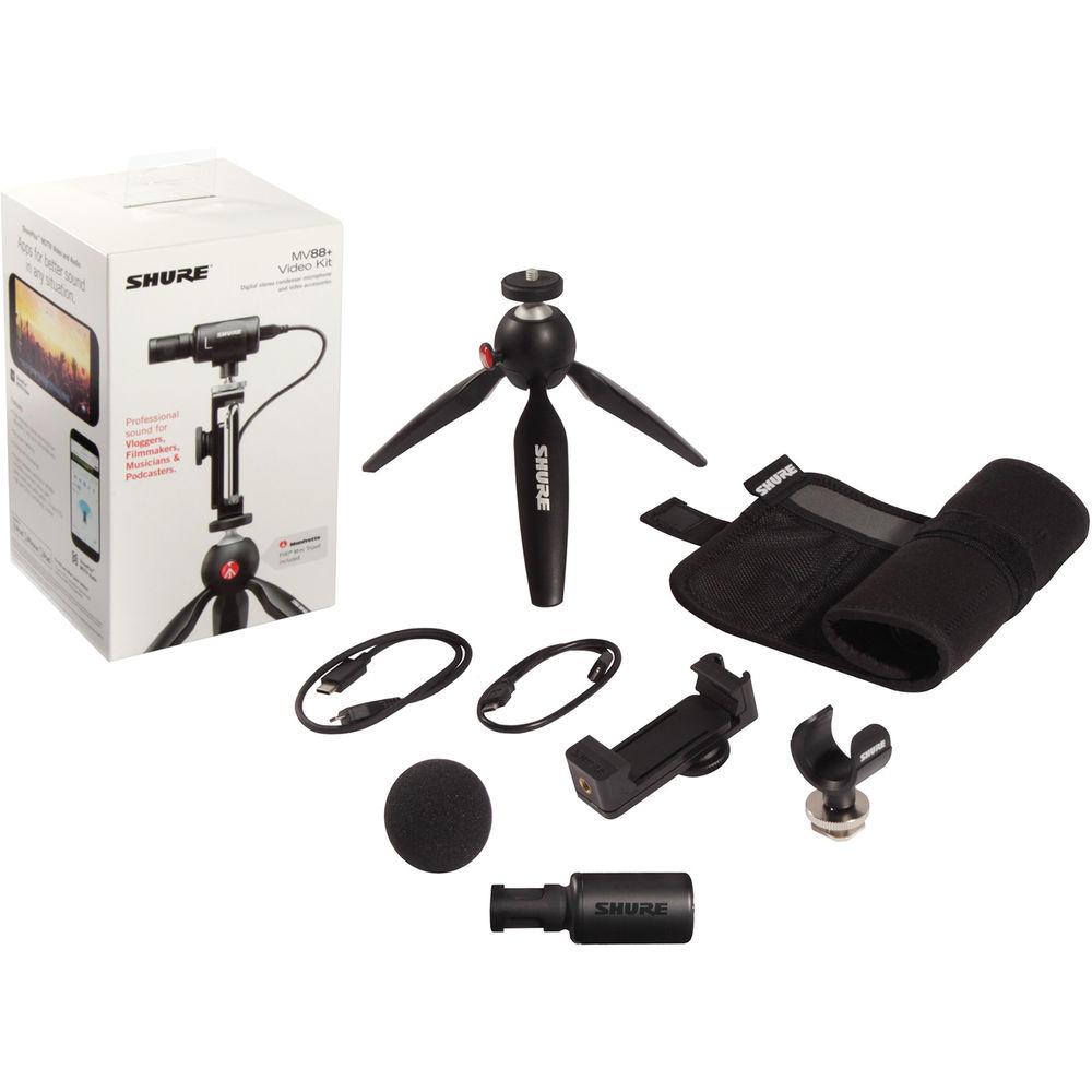 Shure MOTIV MV88 Video Kit - Digital Stereo Condenser Microphone and Accessories for Smartphones