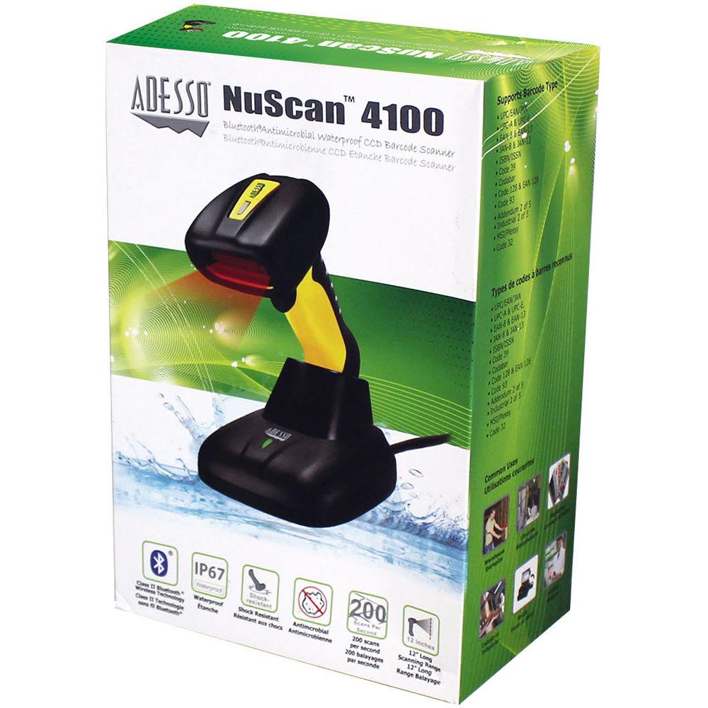 Adesso NuScan 4100B Bluetooth Handheld CCD Barcode Scanner