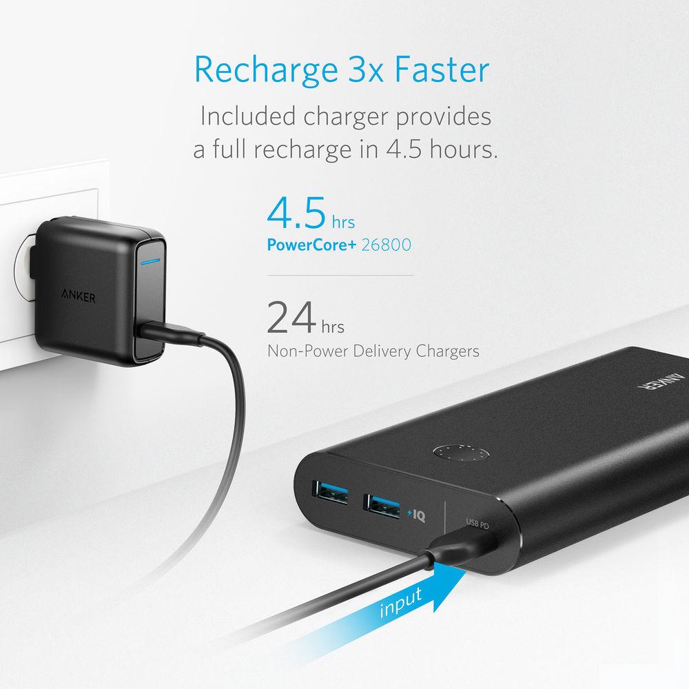 ANKER PowerCore 26800 PD Portable Battery with 30W Power Delivery Charger, ANKER, PowerCore, 26800, PD, Portable, Battery, with, 30W, Power, Delivery, Charger