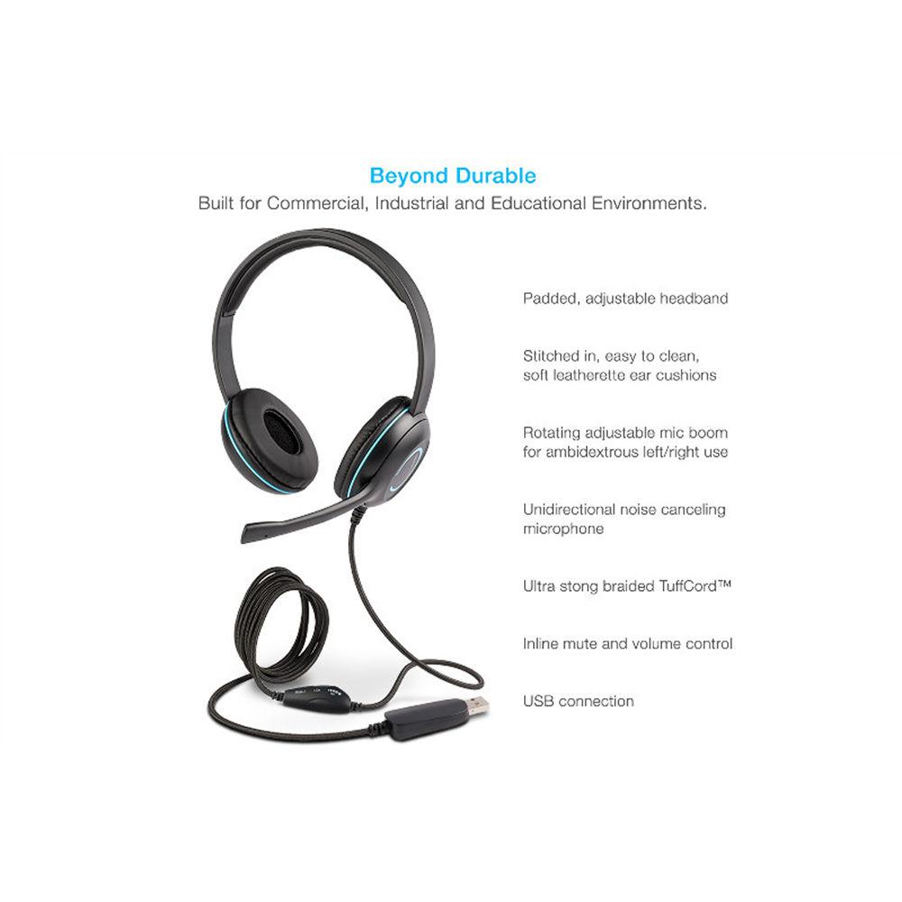 Cyber Acoustics AC-5008 Stereo Headset with USB Type-A Connector, Cyber, Acoustics, AC-5008, Stereo, Headset, with, USB, Type-A, Connector