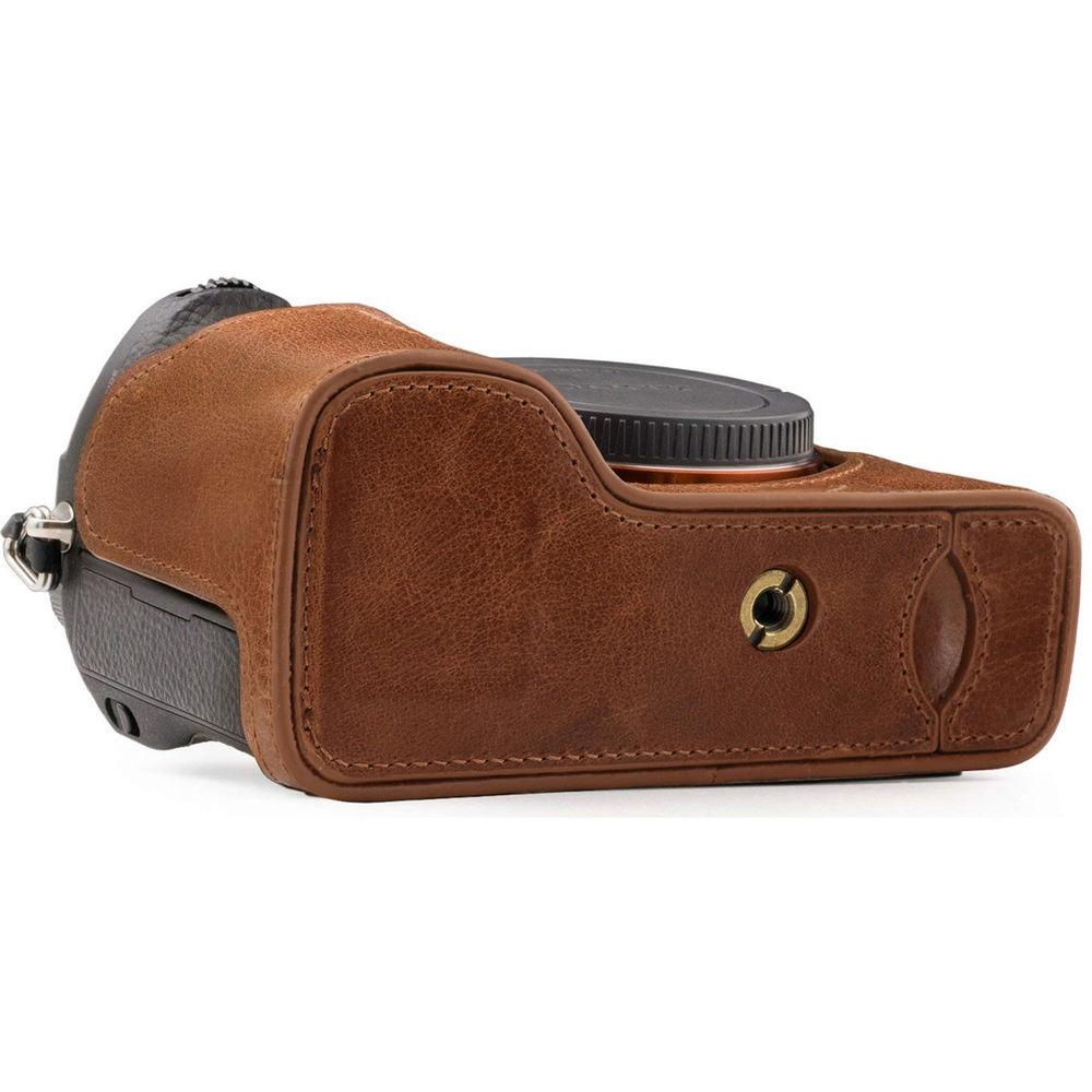 MegaGear Ever Ready Genuine Leather Camera Half Case and Strap for Sony Alpha a7 III, a7R III, a9