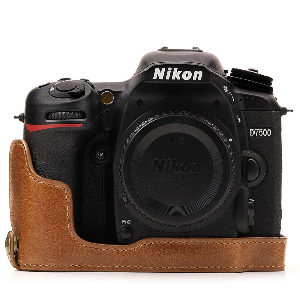 MegaGear Nikon D7500 Ever Ready Genuine Leather Half Case and Strap