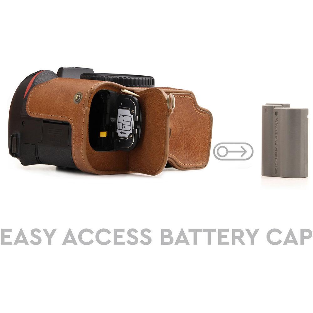 MegaGear Nikon D7500 Ever Ready Genuine Leather Half Case and Strap