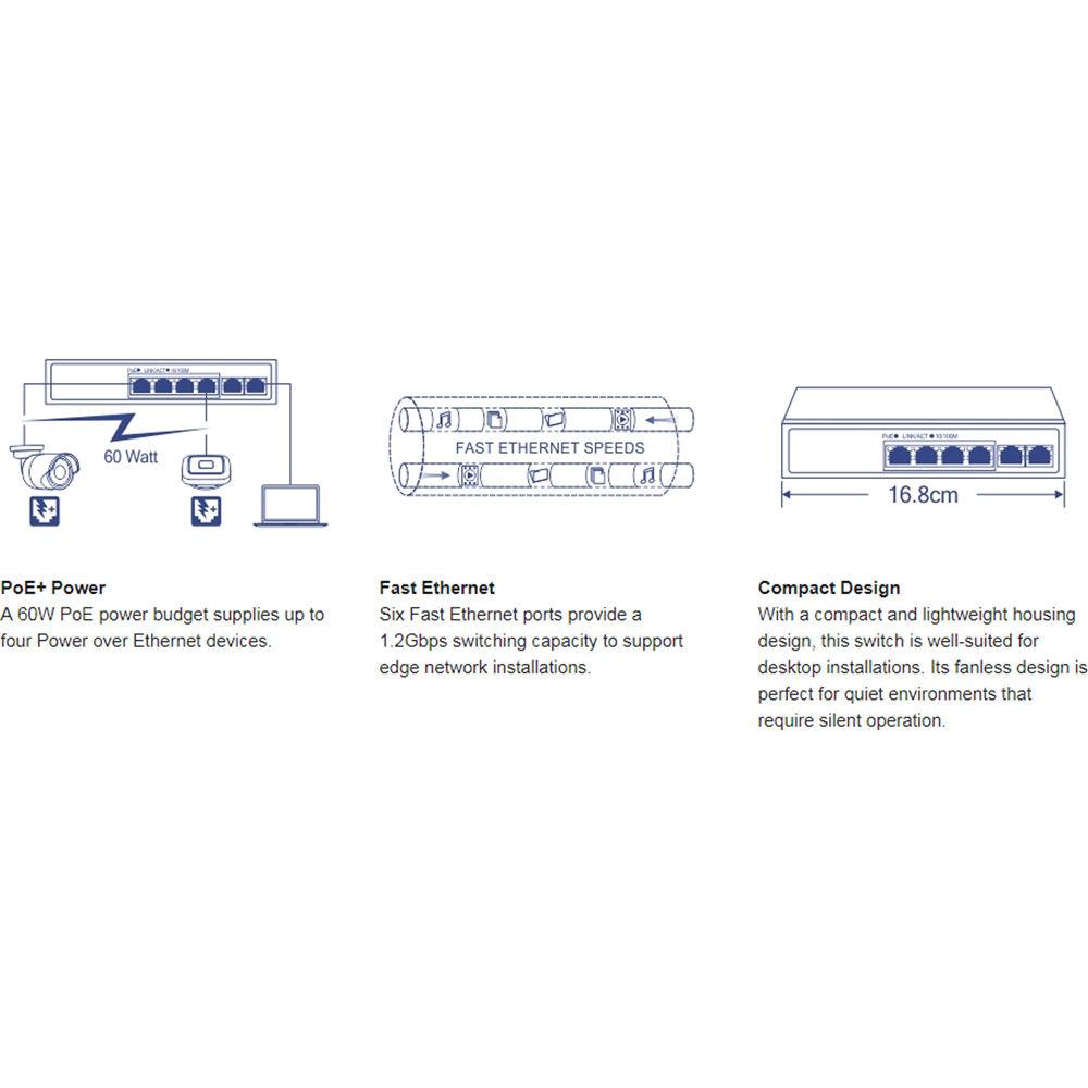 TRENDnet TPE-S50 6-Port Fast Ethernet PoE Switch