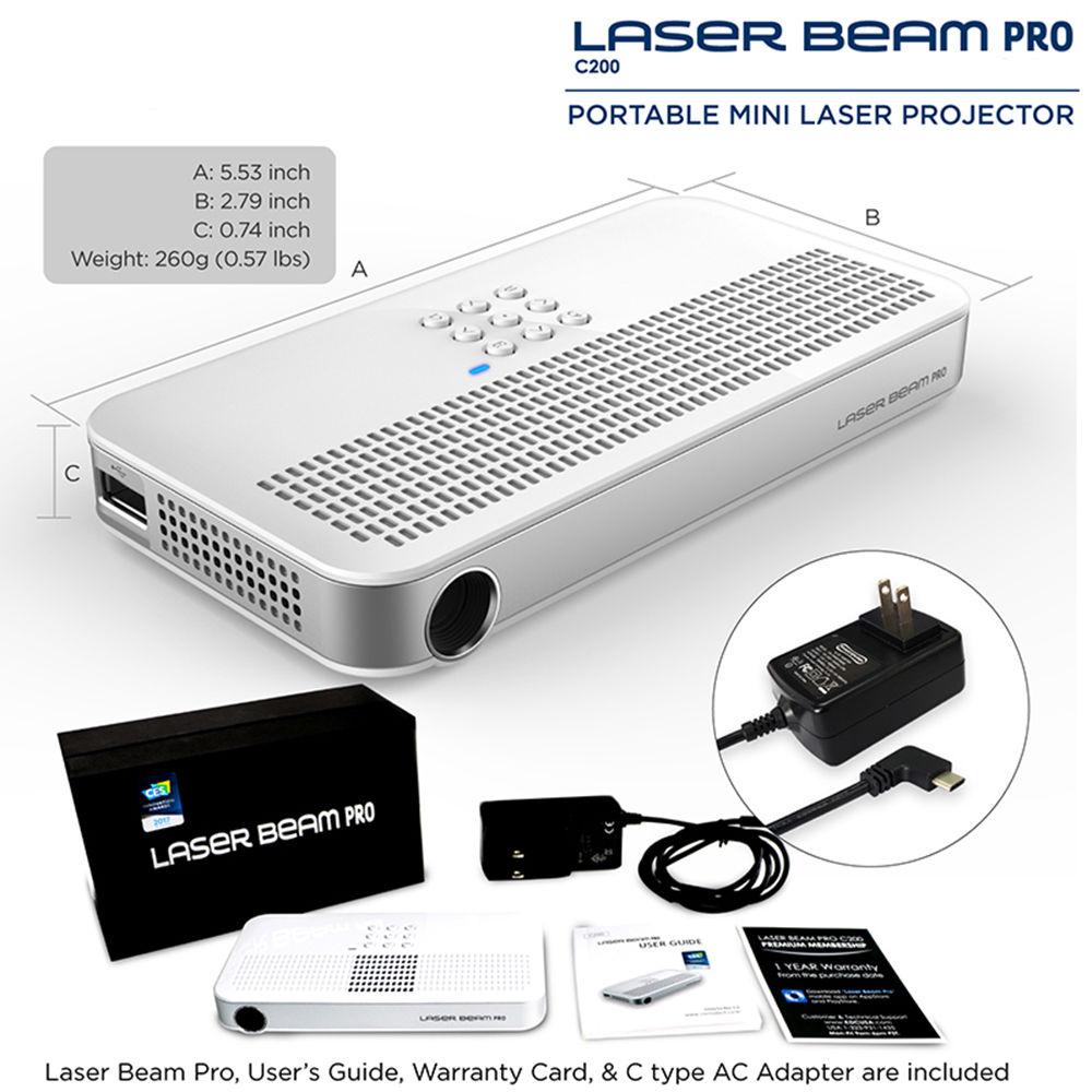 UO Smart Beam Laser Beam Pro C200 200-Lumen WXGA Pico Projector with Wi-Fi, UO, Smart, Beam, Laser, Beam, Pro, C200, 200-Lumen, WXGA, Pico, Projector, with, Wi-Fi