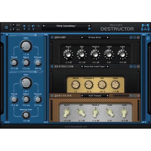Blue Cat Audio Destructor - Distortion and Guitar Amp Simulation Plug-In, Blue, Cat, Audio, Destructor, Distortion, Guitar, Amp, Simulation, Plug-In