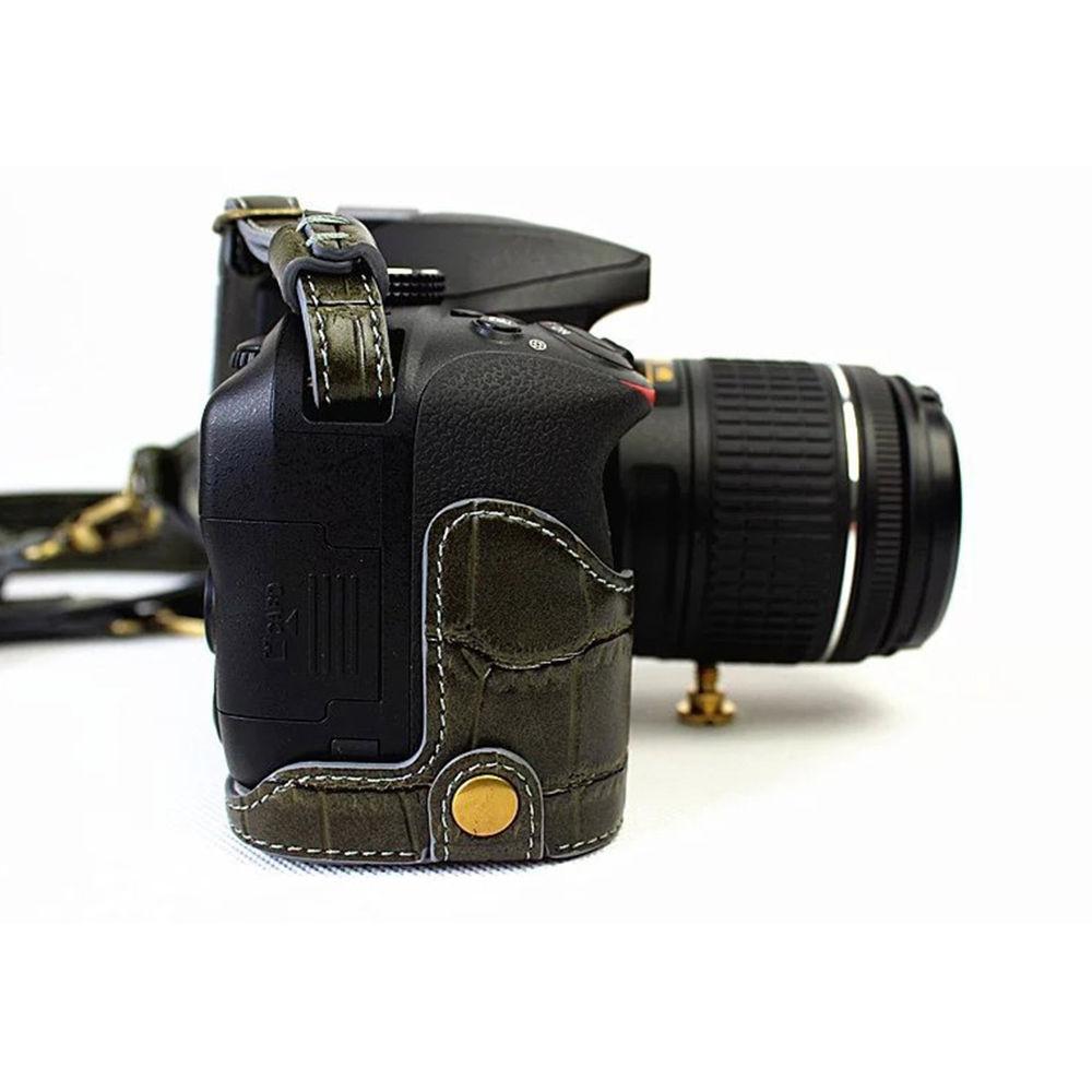 MegaGear Ever Ready PU Leather Half Case with Shoulder Strap for Nikon D3100-3400