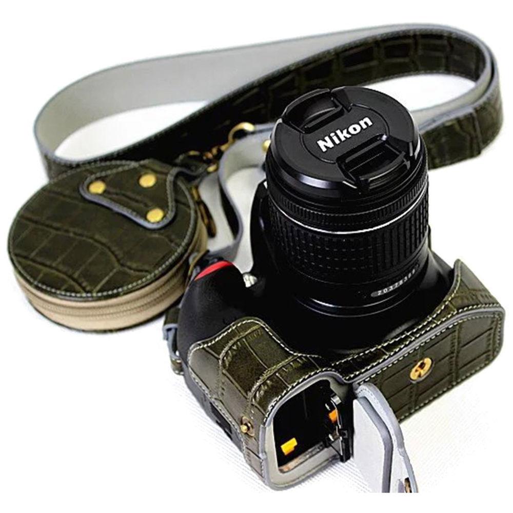 MegaGear Ever Ready PU Leather Half Case with Shoulder Strap for Nikon D3100-3400