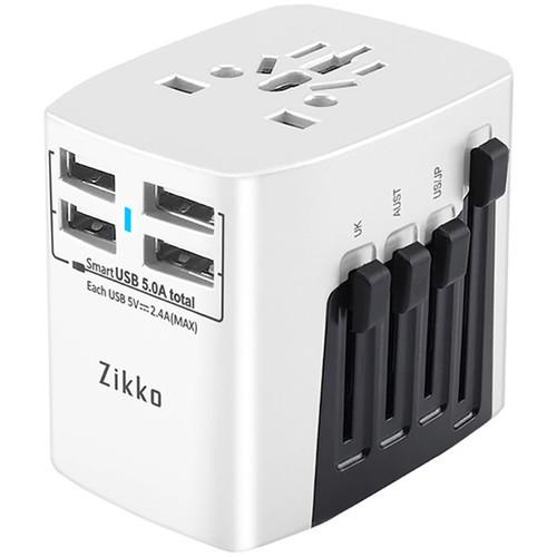 Zikko 25W 4-Port USB Type-A Worldwide Travel Adapter
