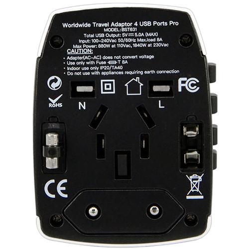 Zikko 25W 4-Port USB Type-A Worldwide Travel Adapter