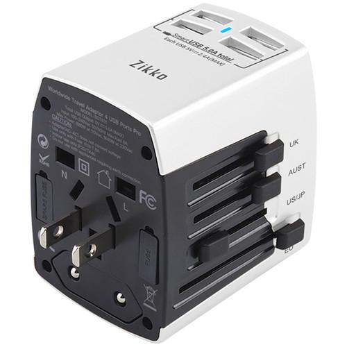 Zikko 25W 4-Port USB Type-A Worldwide Travel Adapter