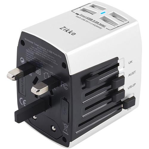 Zikko 25W 4-Port USB Type-A Worldwide Travel Adapter