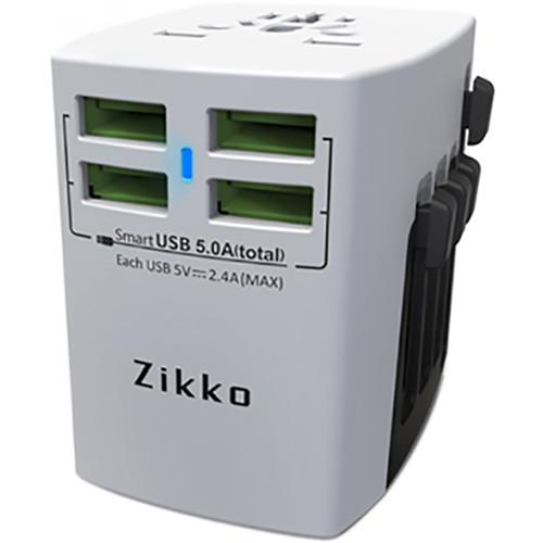 Zikko 25W 4-Port USB Type-A Worldwide Travel Adapter