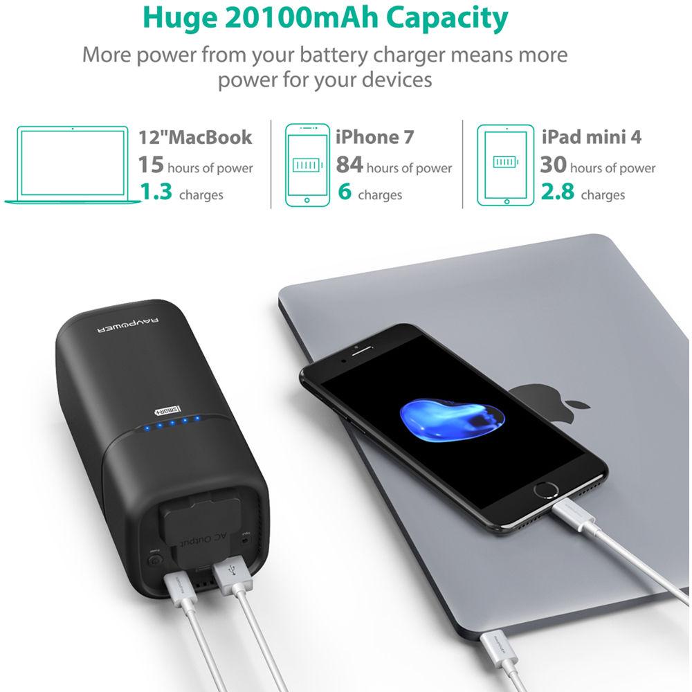 RAVPower 20,100mAh Universal Power Bank with AC Outlet