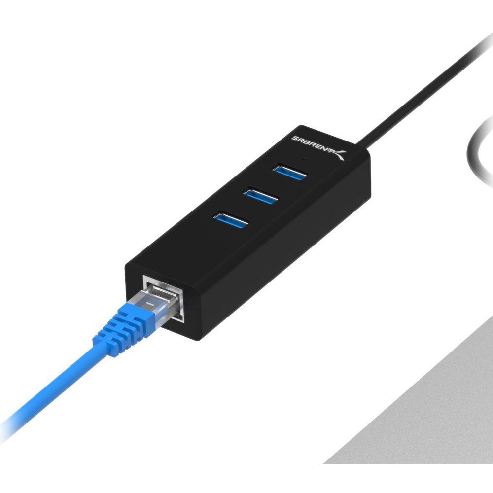 Sabrent 3-Port USB Type-A Hub with Gigabit Ethernet