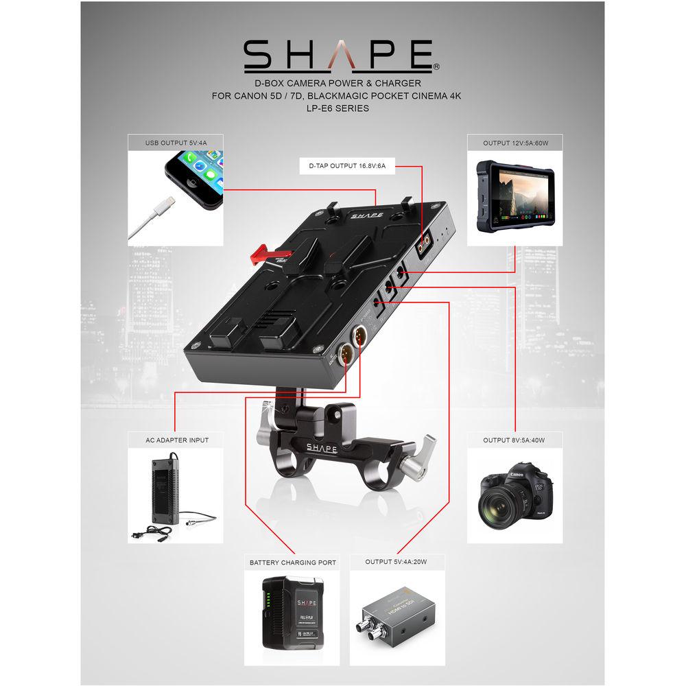SHAPE D-Box Camera Power Charger Kit with 98Wh Battery for Canon 5D 7D & Blackmagic Pocket 4K