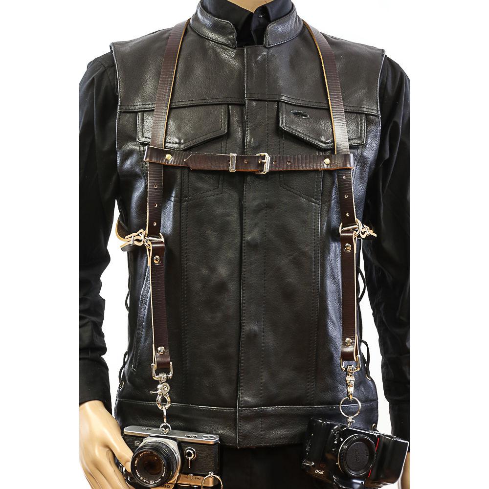 Funk Plus Skinny Ring Back Dual-Camera Cowhide Leather Harness with Chest Adjuster