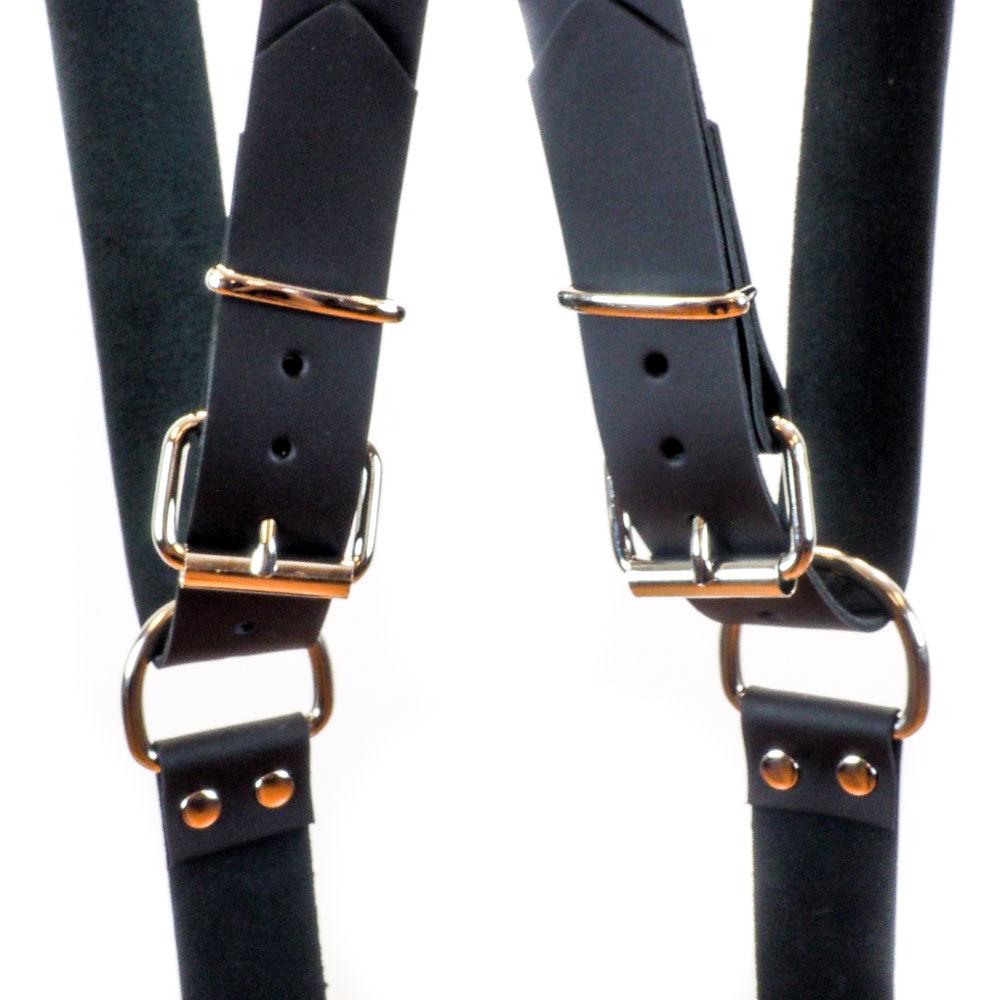 Funk Plus Cowhide Leather Snap Back Harness with 1.5" Wide Straps and D-Rings