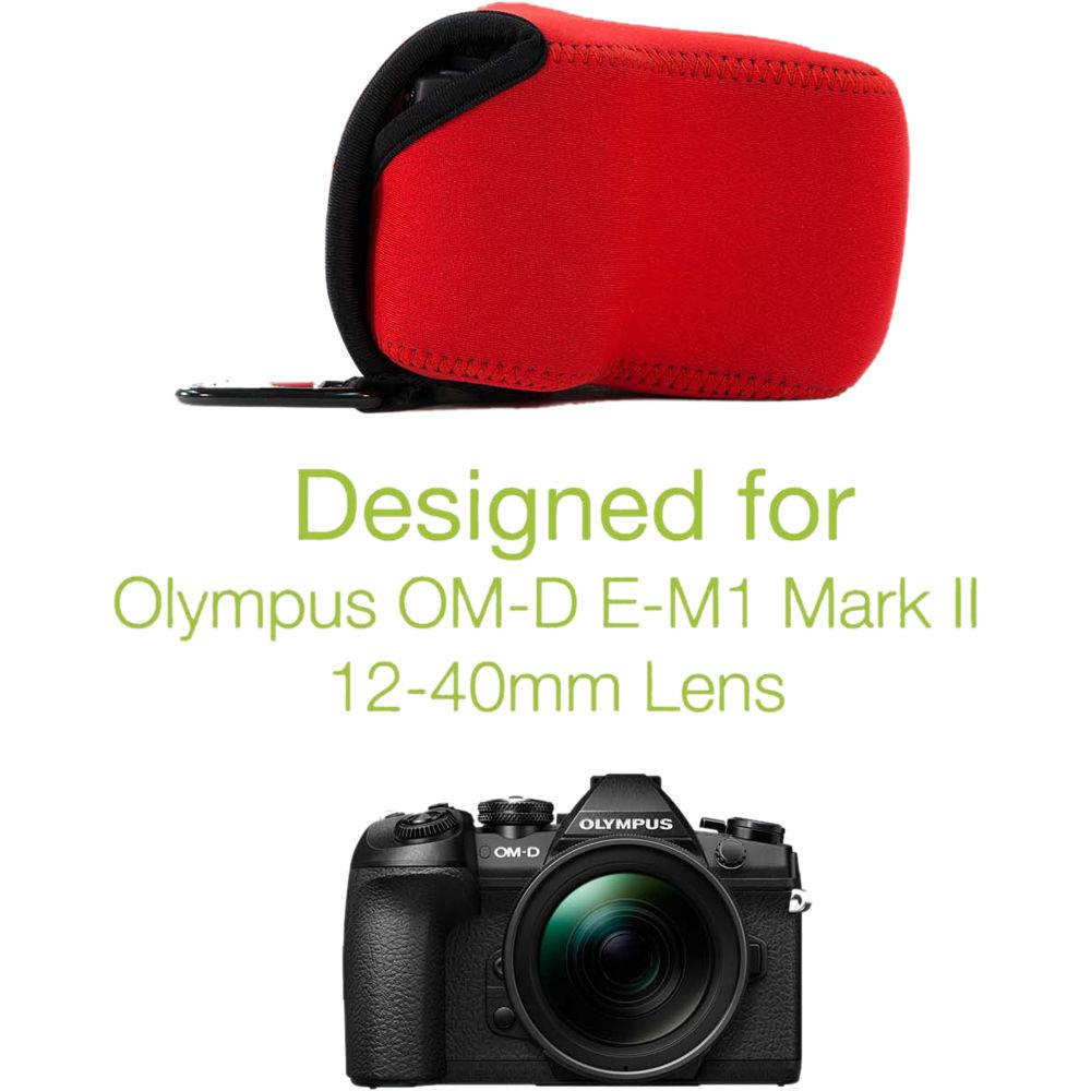 MegaGear MG1074 Ultra Light Neoprene Case with Carabiner for Olympus OM-D E-M1 Mark II with 12-40mm