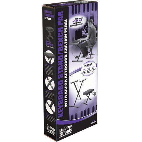 On-Stage Keyboard Stand and Bench Pack with Keyboard Sustain Pedal