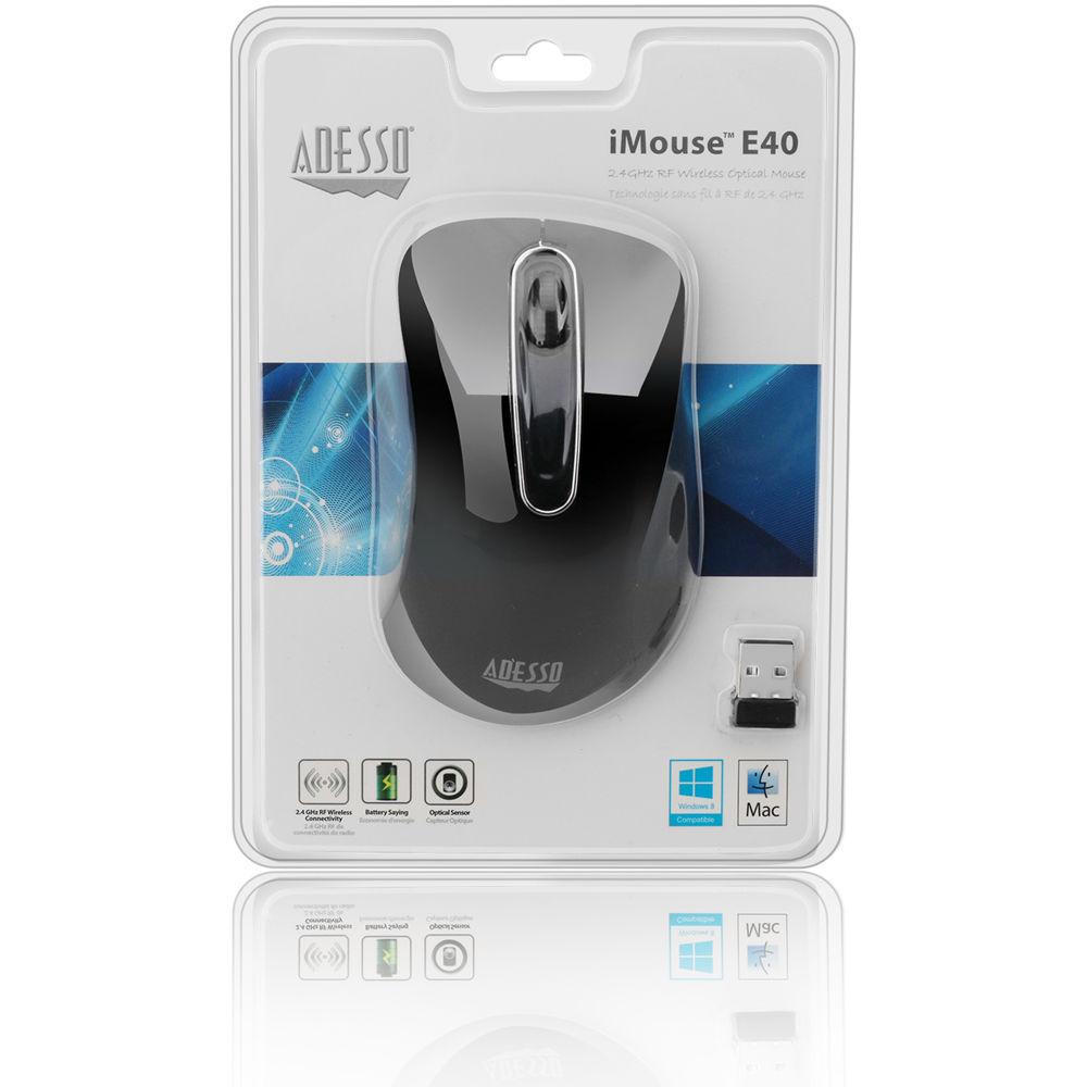 Adesso iMouse E40 2.4GHz Wireless Optical Mouse, Adesso, iMouse, E40, 2.4GHz, Wireless, Optical, Mouse