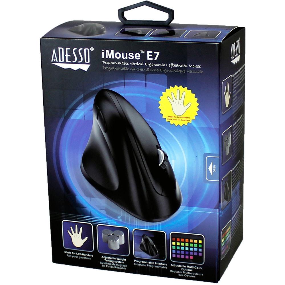 Adesso iMouse E7 Left-Handed Vertical Ergonomic Programmable Mouse