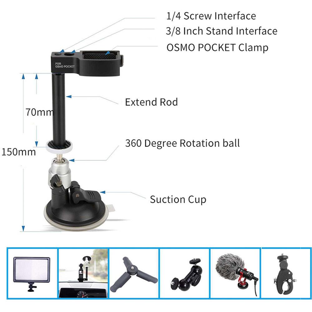 DigitalFoto Solution Limited Car Inside Suction Cup With Mounting Adapterring For DJI Osmo Pocket