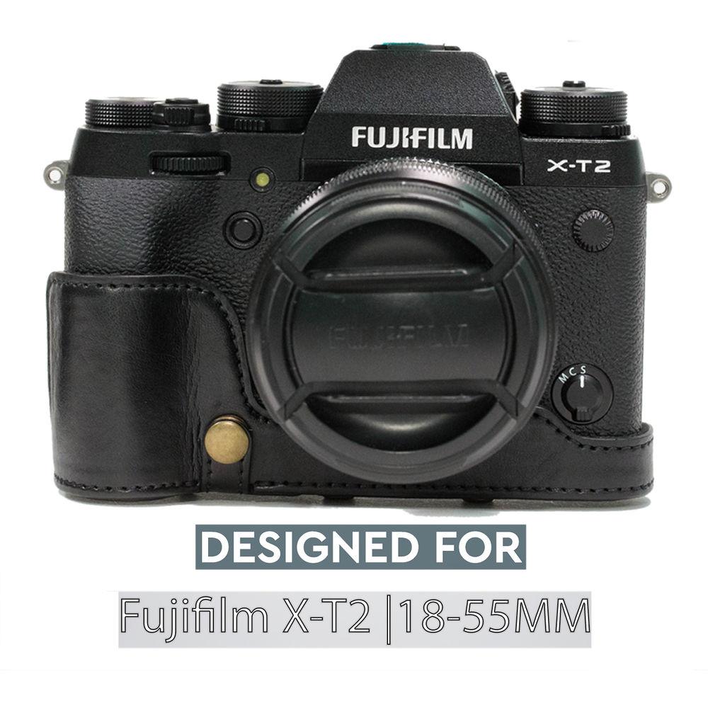 MegaGear MG870 Ever Ready Leather Case with Bottom Opening for Fujifilm X-T2 with 18-55mm