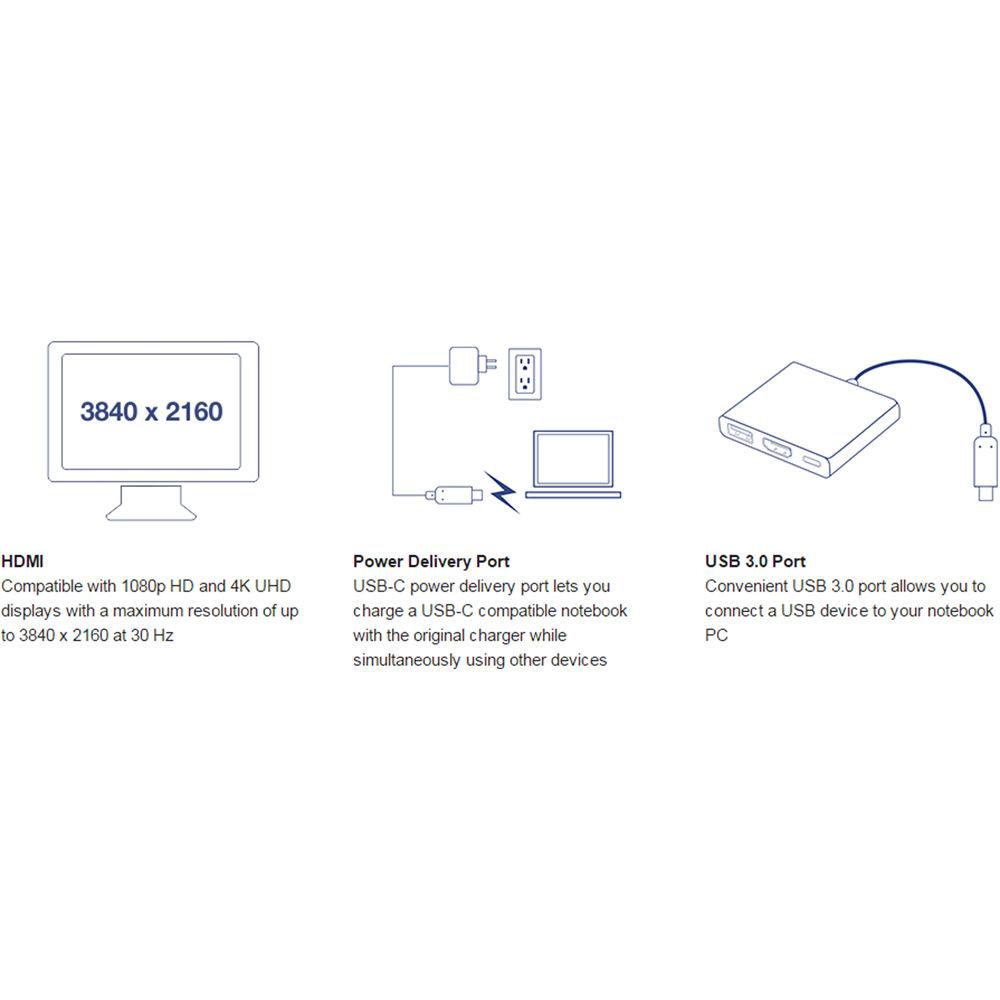 TRENDnet USB Type-C to HDMI Adapter with Power Delivery and USB 3.0 Type-A Port