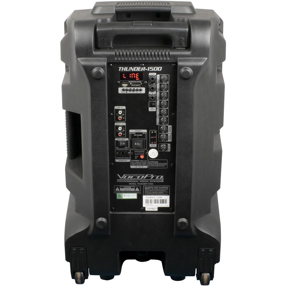 VocoPro Karaoke Thunder-1500 15" 1000W DJ Karaoke Party Speaker with RGB Derby Light