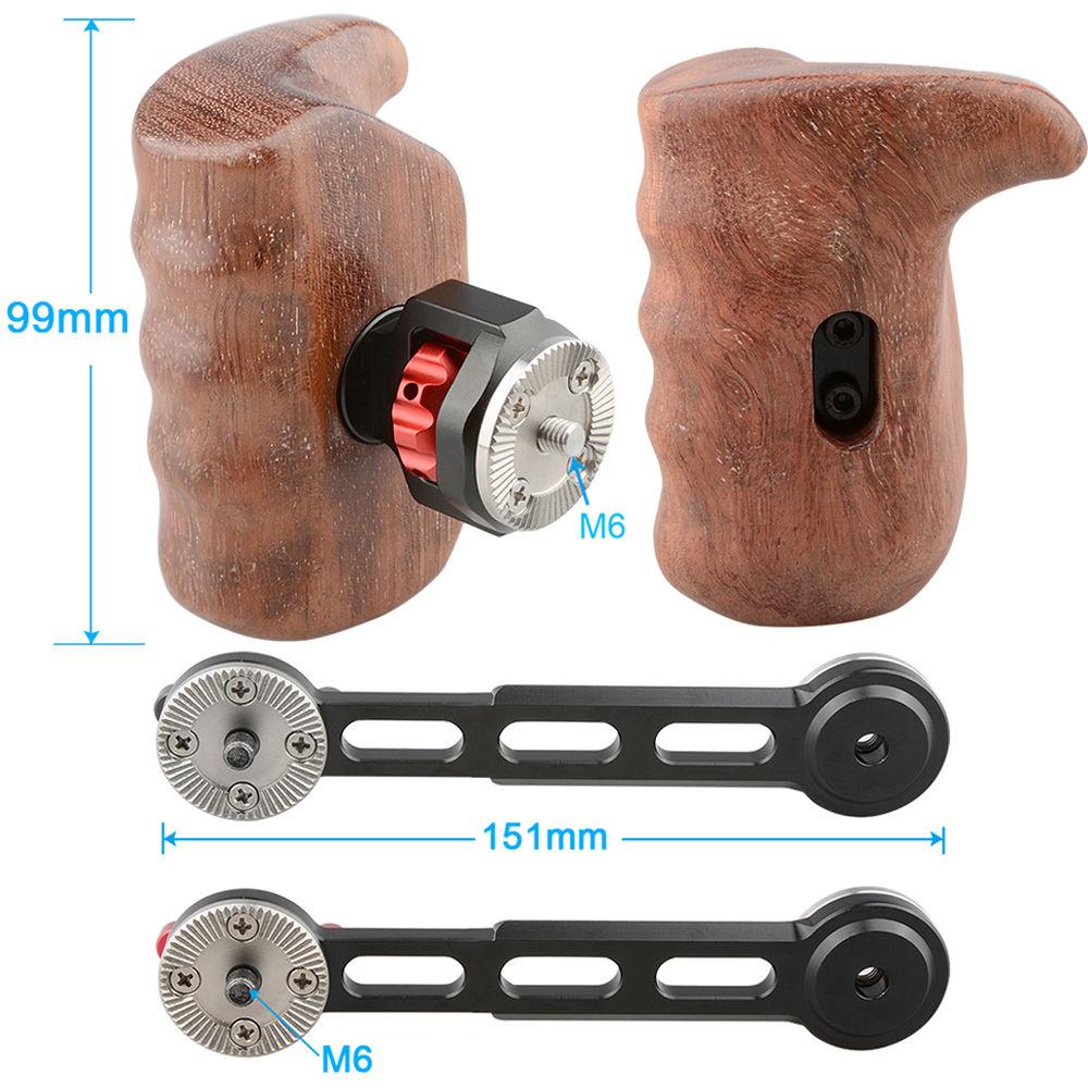 CAMVATE Left & Right Wooden Handgrips with Rosette Extension Arms