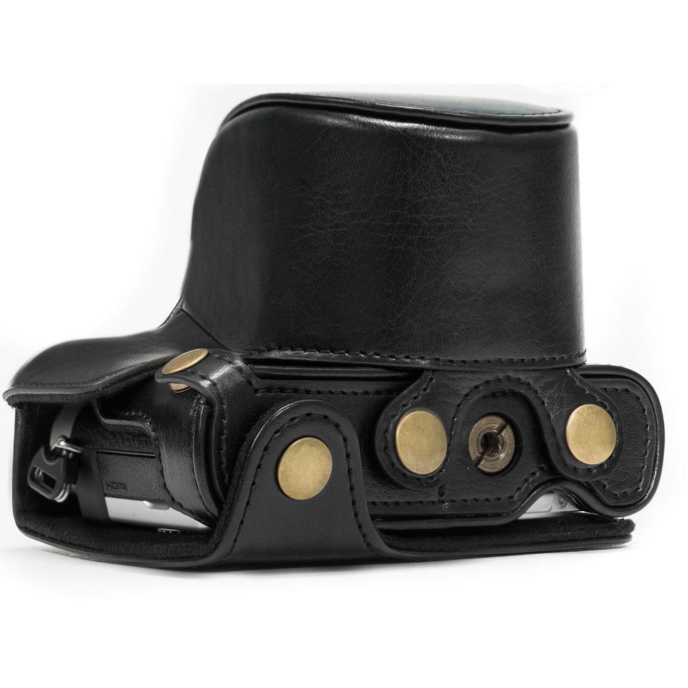 MegaGear Ever Ready PU Leather Case & Strap for Select Panasonic LUMIX with 12-32mm