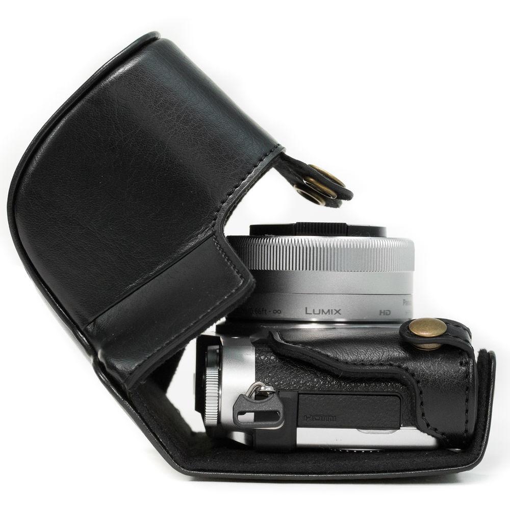 MegaGear Ever Ready PU Leather Case & Strap for Select Panasonic LUMIX with 12-32mm
