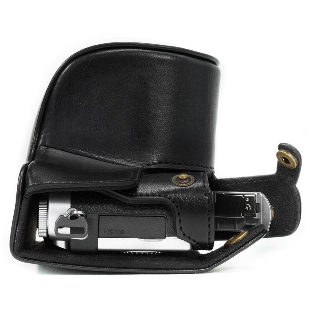 MegaGear Ever Ready PU Leather Case & Strap for Select Panasonic LUMIX with 12-32mm