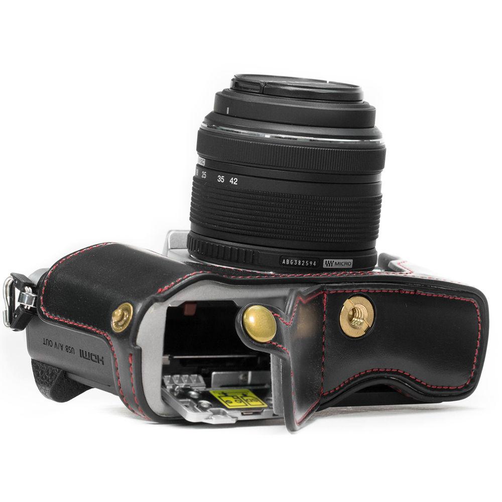 MegaGear Ever Ready PU Leather Half Case and Strap for Olympus OM-D E-M10 Mark II, E-M10