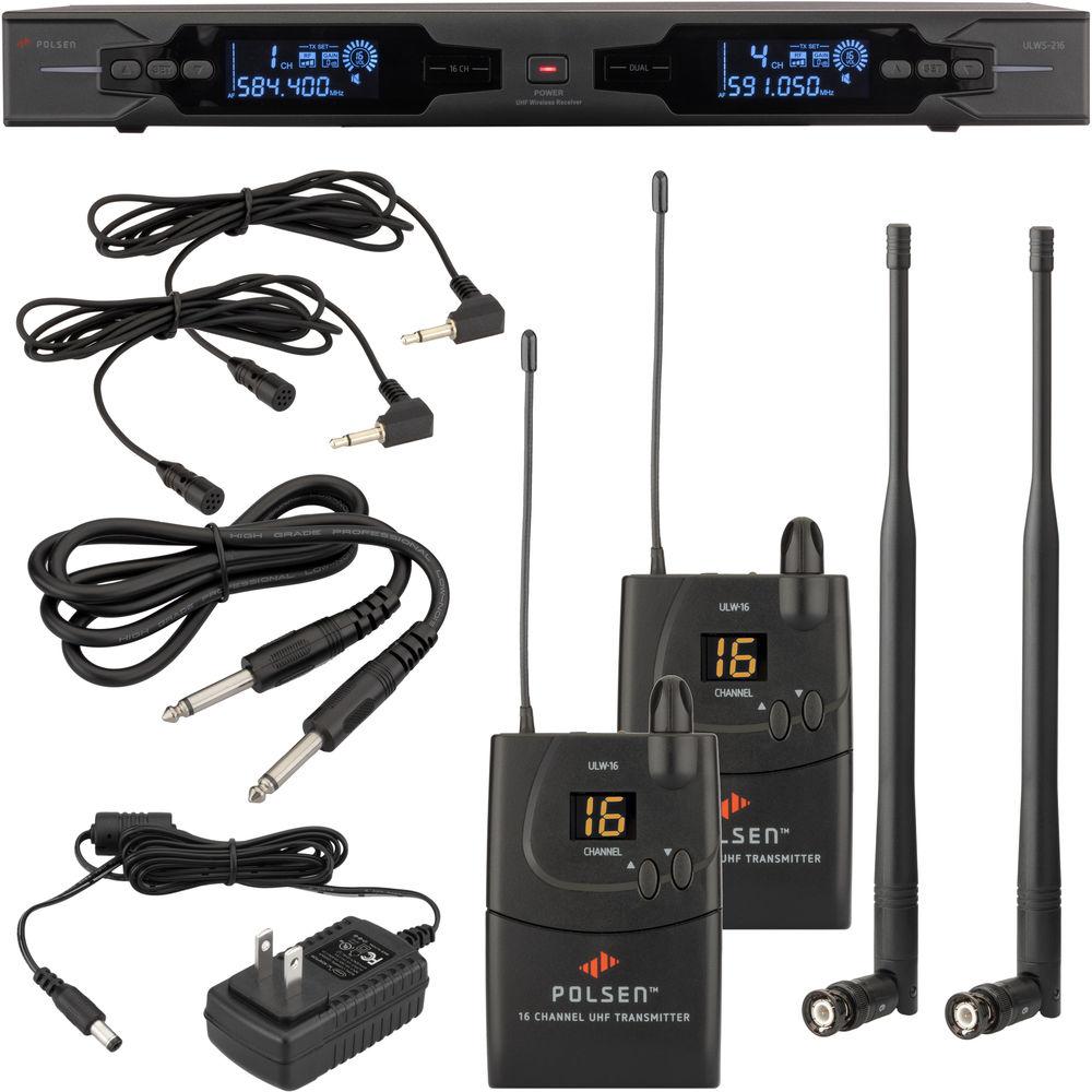 Polsen ULWS-216 Dual 16-Channel UHF Wireless Lavalier Microphone System